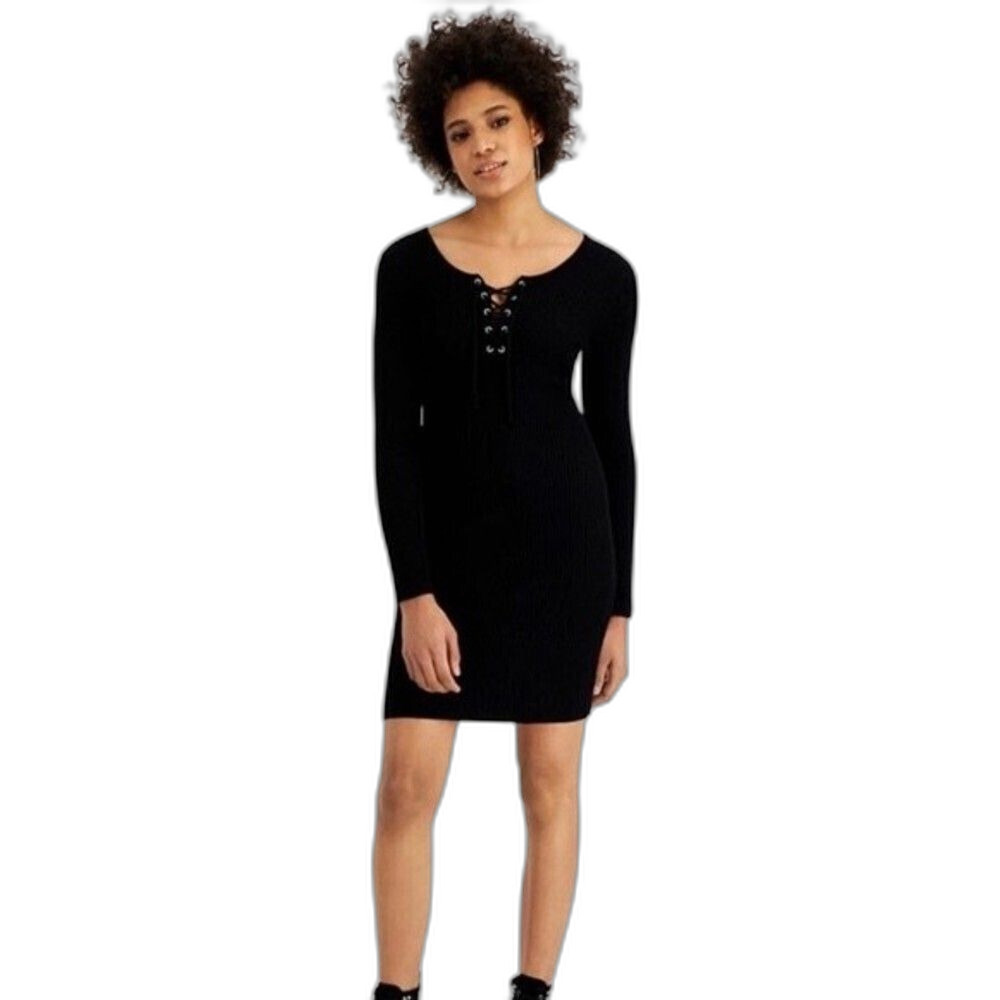 HIPPIE ROSE
Juniors' Lace Up Sweater Dress black dress XL